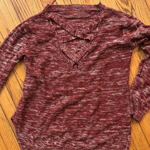 Maroon Knit Sweater with Crisscross back